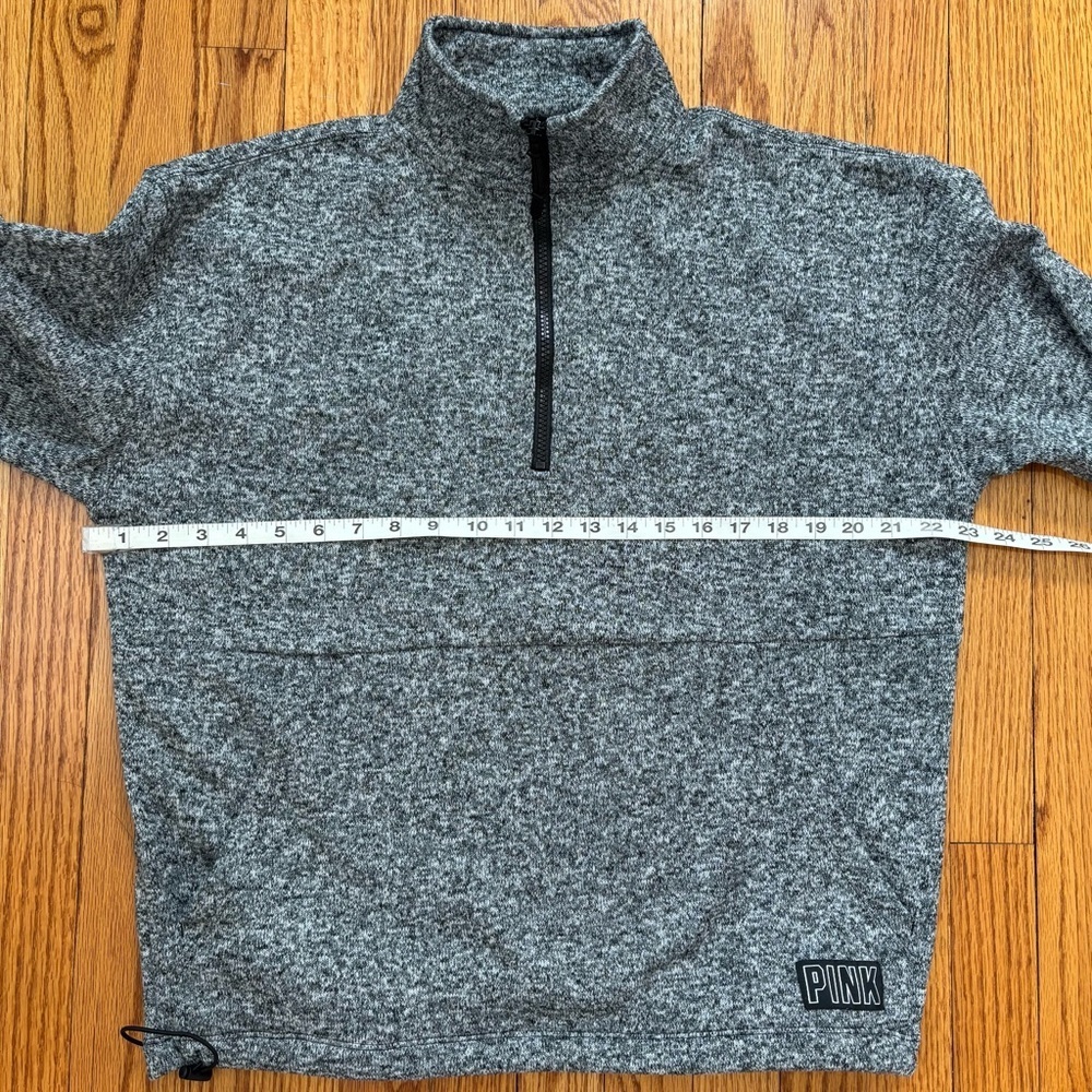 PINK Victoria's Secret oversize gray 1/3 Zip mock Neck slouchy knit sweatshirt S - Picture 13 of 16